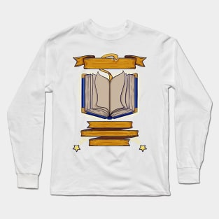 Book Simple Yet Powerful Line Art Illustration with Empty Banner Long Sleeve T-Shirt